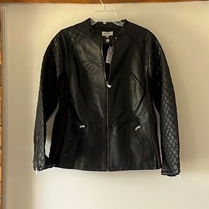 NWT AVENUE black faux leather jacket